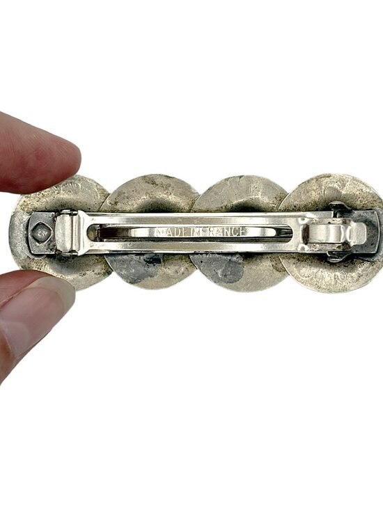 Vintage French Floral Silver Tone Barrette Made in France main image 9